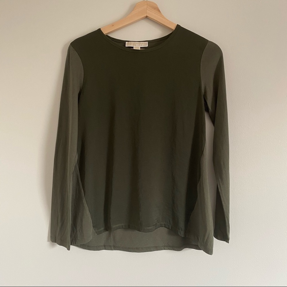 Michael Kors Woven Combo Top Olive